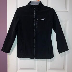 Boys Puma Black Lightweight Sporty Full-Zip Jacket Size Medium
